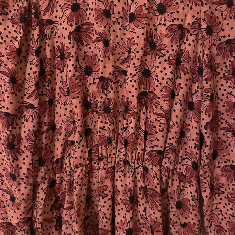Zara Ruffled Print Marsala Dress - Size XS - Picture 13 of 13